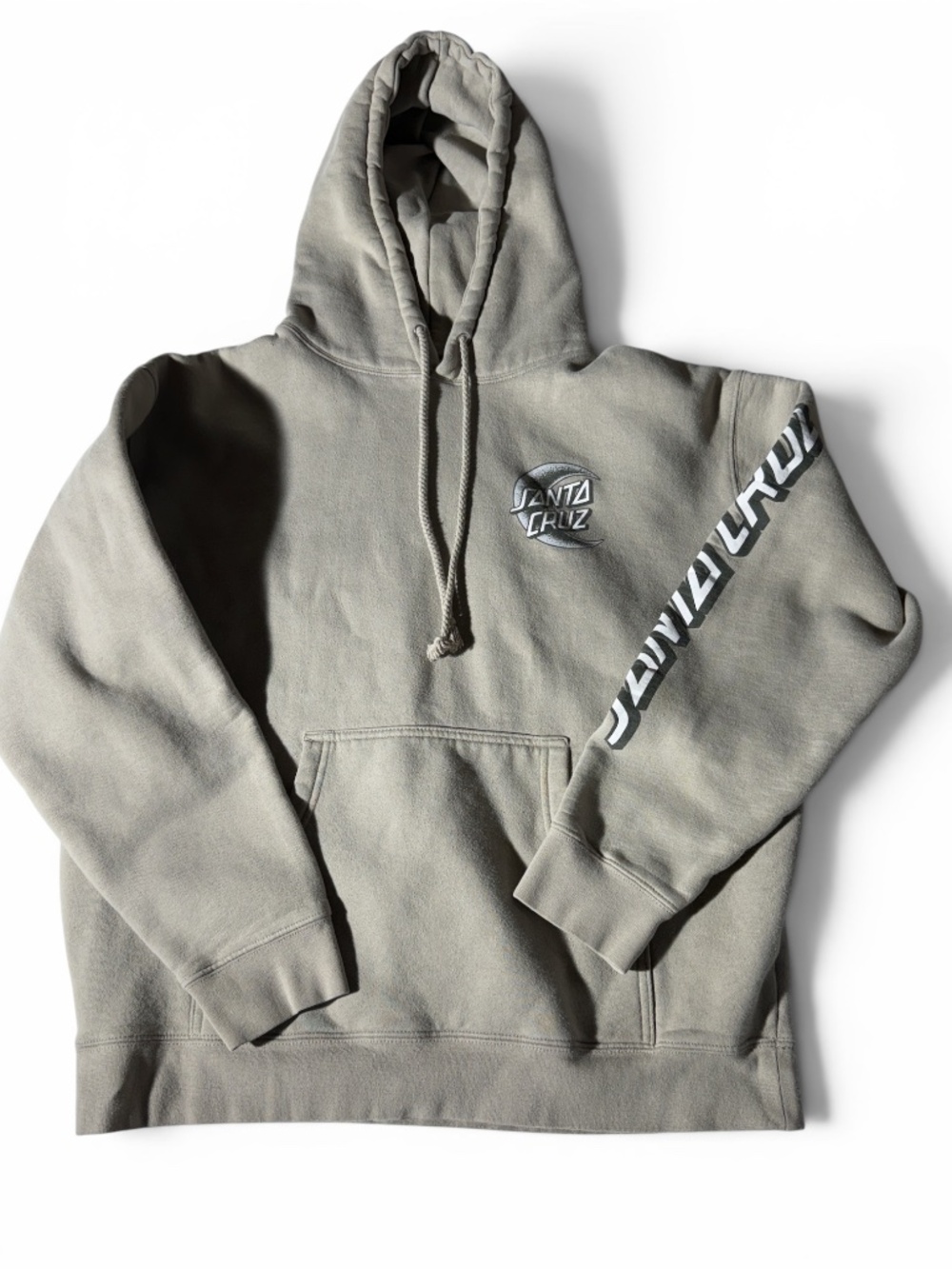 Santa Cruz Screaming Hand Hoodie Men’s L Taupe Heavyweight Pullover Sweatshirt